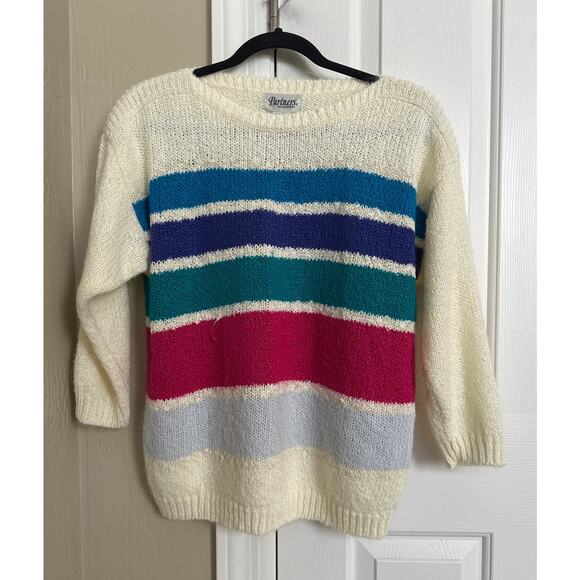 Vintage Partners by Mervyns Striped Knit Sweater Acrylic Blend Colorful‎ L - Picture 1 of 4